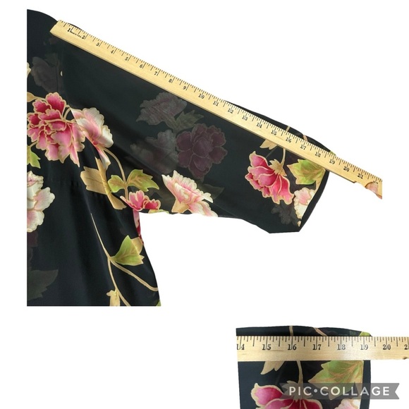 Emma James Floral 3/4 Sleeve Button-Down Romantic Feminine Sheer Blouse - Sz 20W - Picture 13 of 14